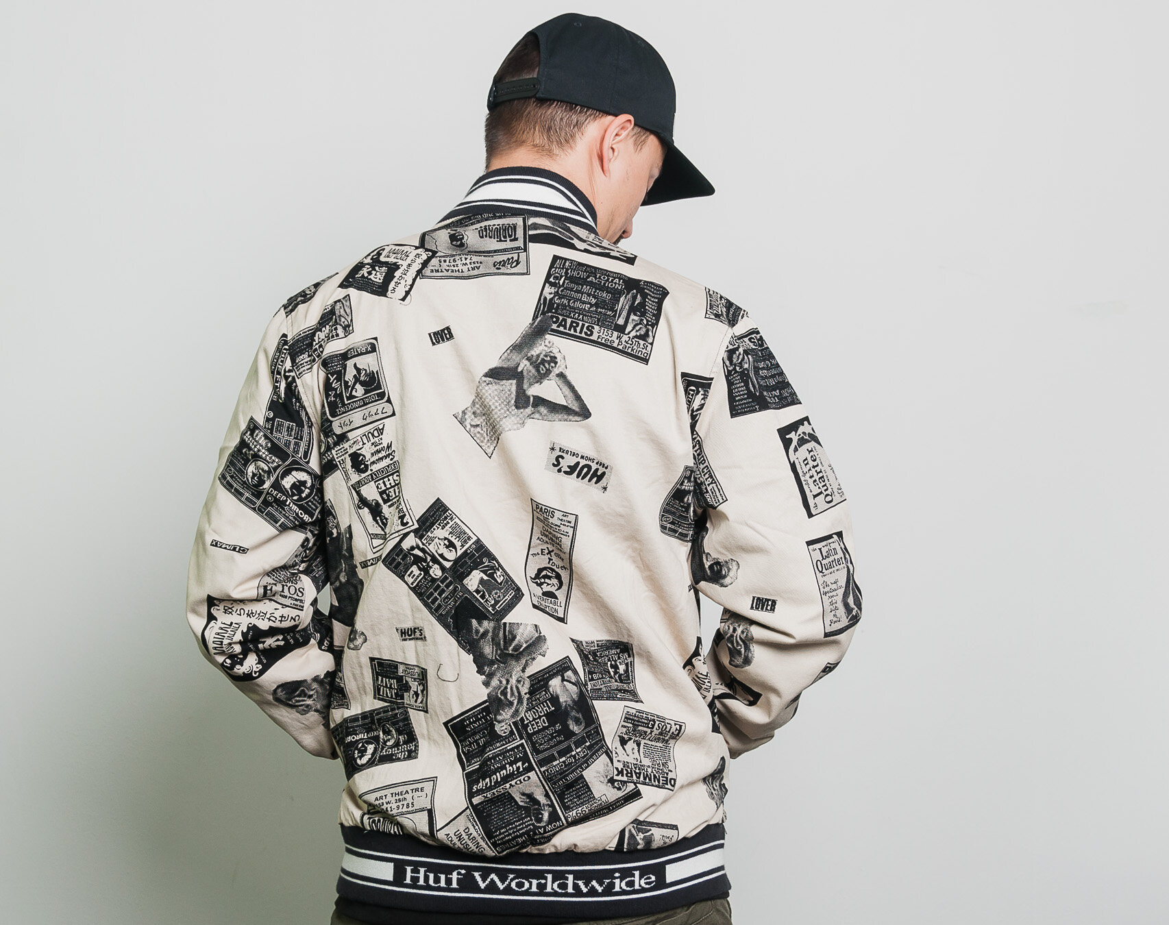 Bunda HUF Peep Show Varsity Jacket Birch Snapbacks