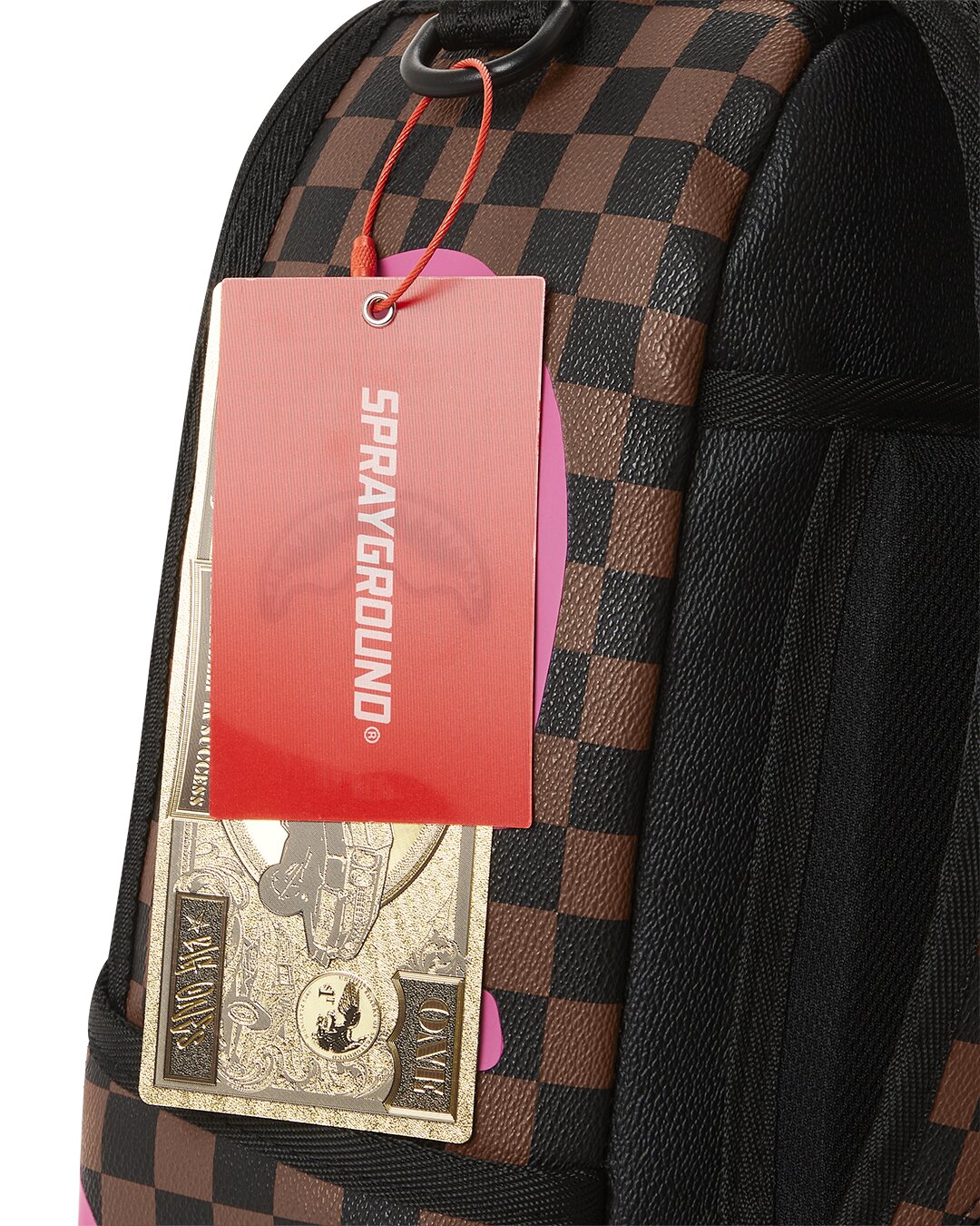 Bag Sprayground PINK DRIP BROWN CHECK MINI DUFFLE Brown