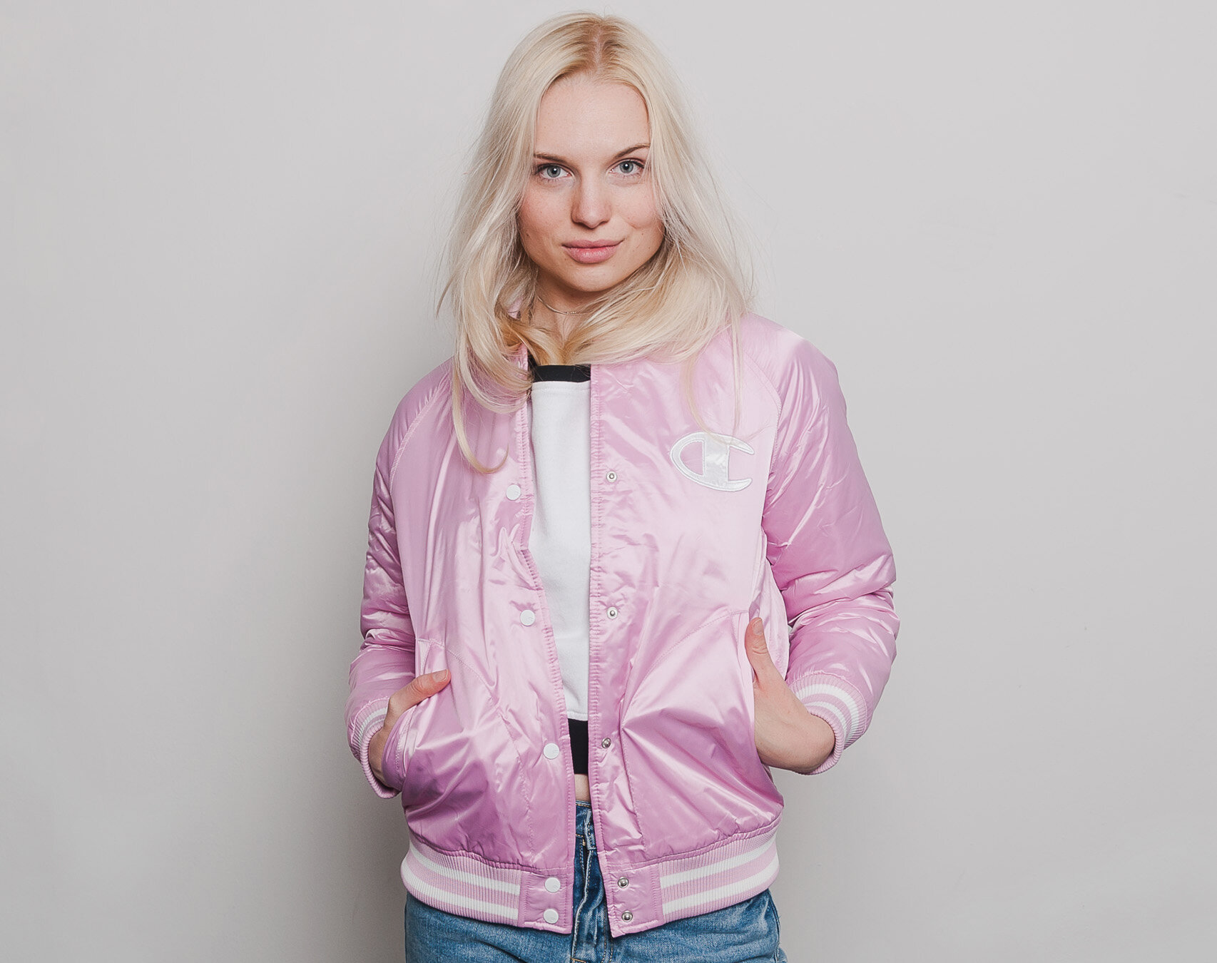 Pink champion hotsell bomber jacket