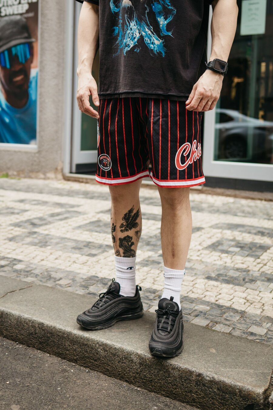 Shop Mitchell & Ness Chicago Bulls City Collection Shorts  PSHR5013-CBUYYPPPBKRD black