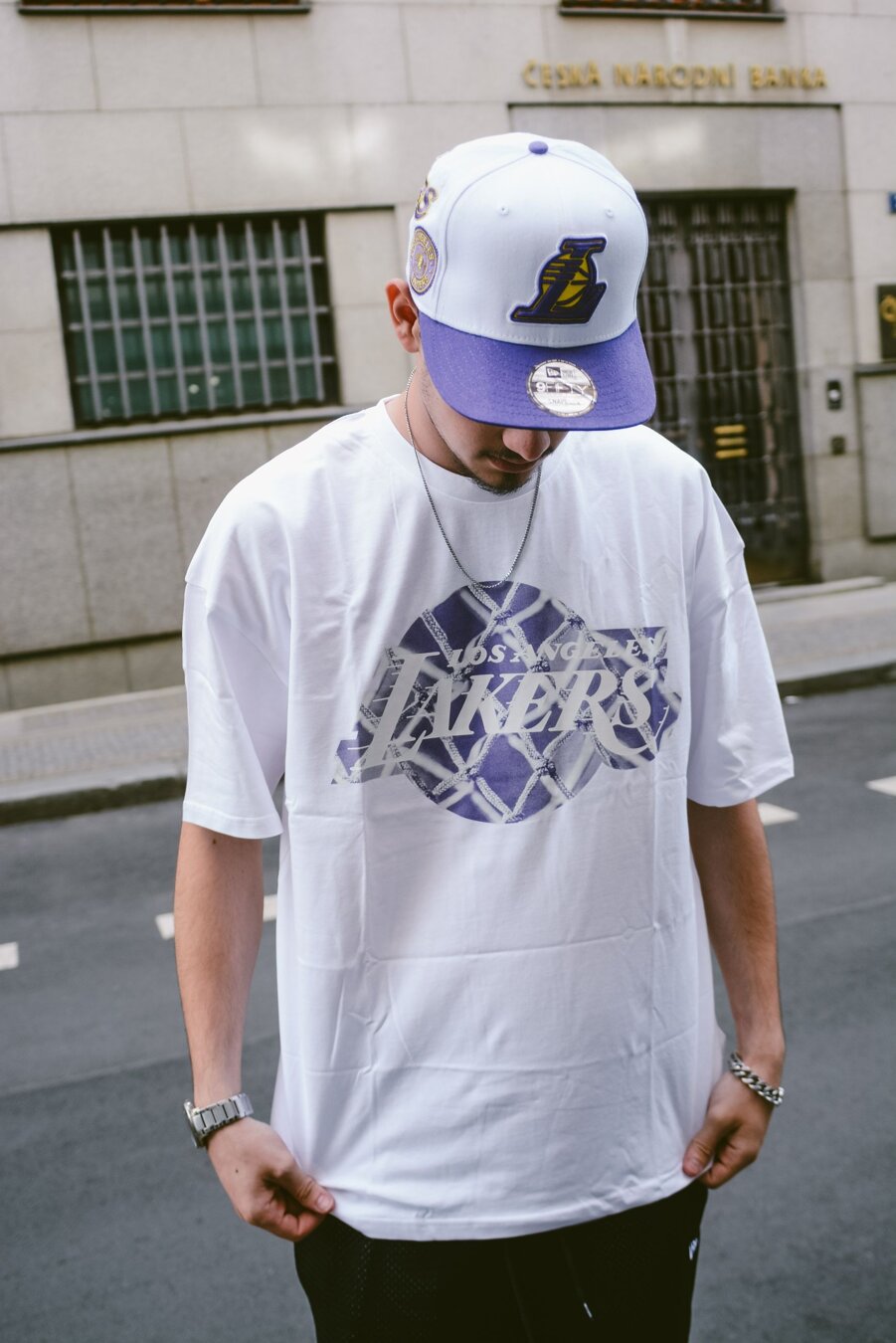 Triko New Era NBA Infill Logo Oversized Tee Los Angeles Lakers