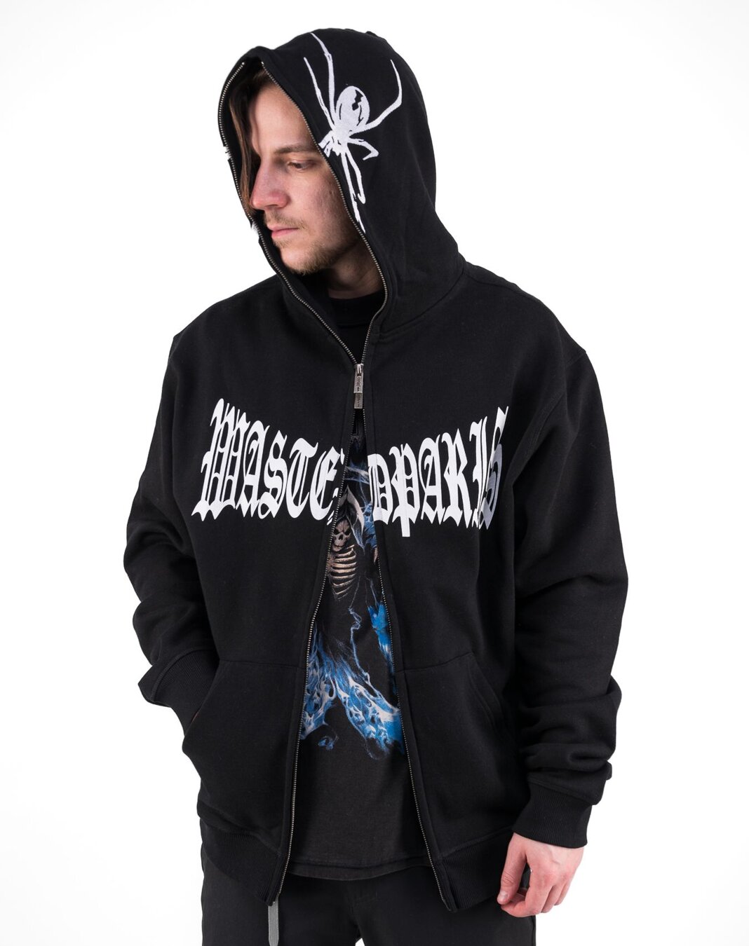 Mikina Wasted Paris Hoodie Full Zip Sick Black - Snapbacks