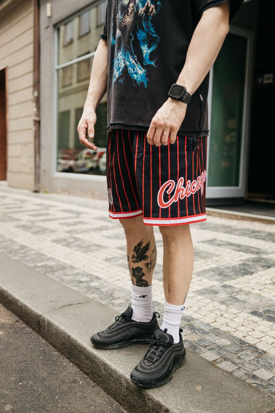 Shop Mitchell & Ness Chicago Bulls City Collection Shorts  PSHR5013-CBUYYPPPBKRD black