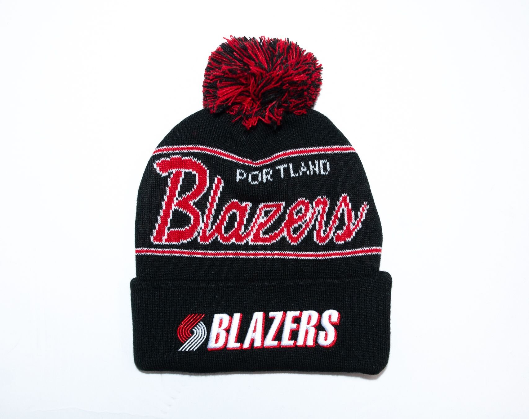 Kulich Mitchell Ness SCRIPT POM BEANIE HWC Portland Trail