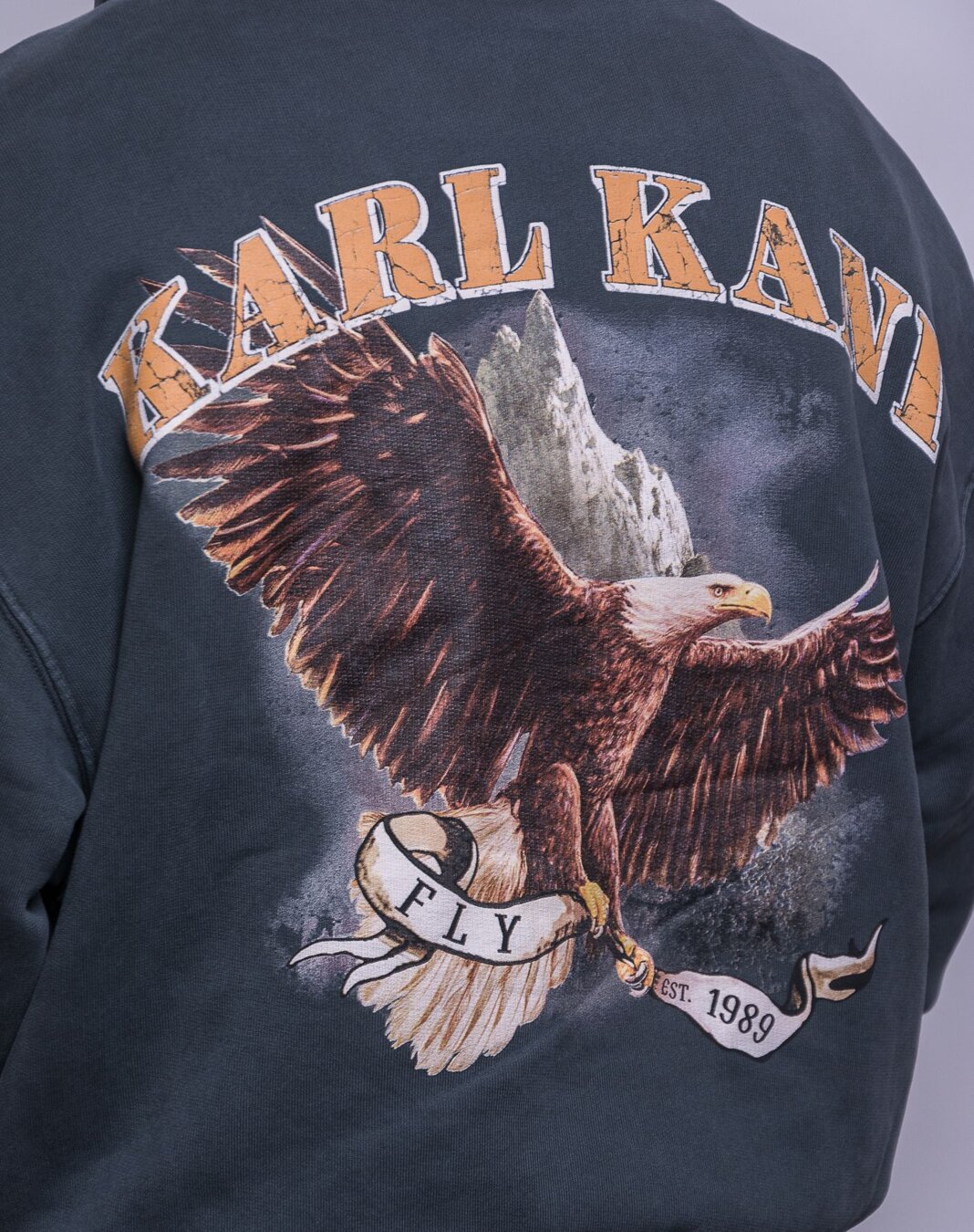 Mikina Karl Kani Small Signature OS Washed Heavy Sweat Eagle Hoodie black Snapbacks
