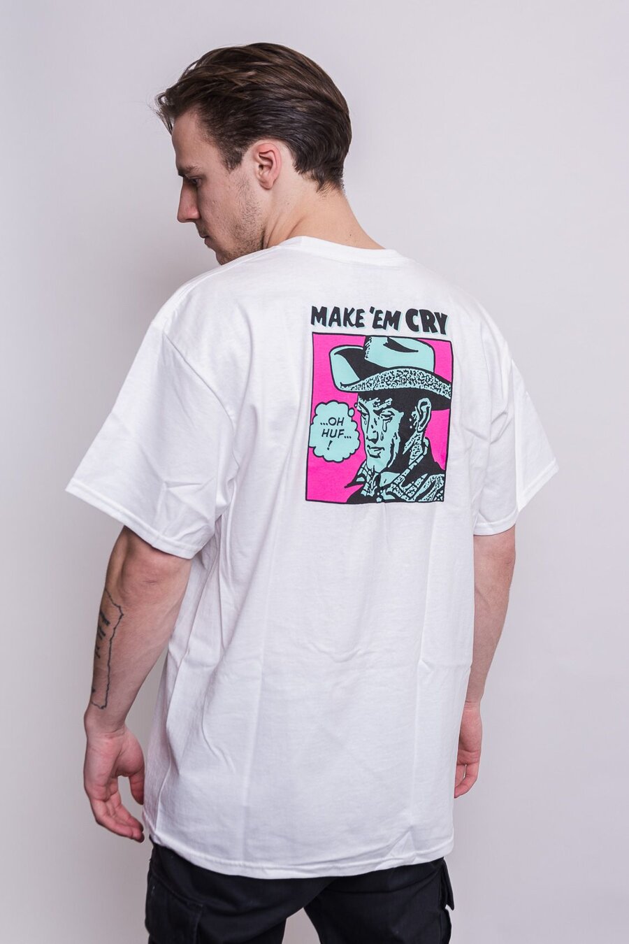 Triko HUF Make Em Cry Dude T Shirt White Snapbacks