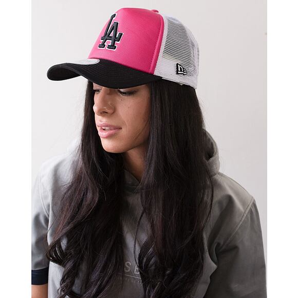 Kšiltovka New Era Front On Los Angeles Dodgers Trucker Pink/White/Black Snapback