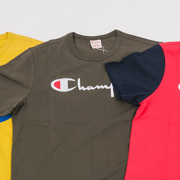 Triko Champion Crewneck T-Shirt Classic Logo Olive