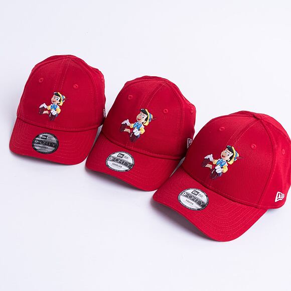 Dětská kšiltovka New Era 9FORTY Kids Tod film Character Pinocchio Strapback Scarlet