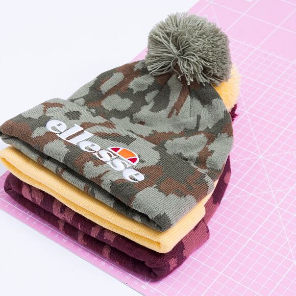 Kulich Ellesse Velly Camo Pom Pom Beanie Dark Purple