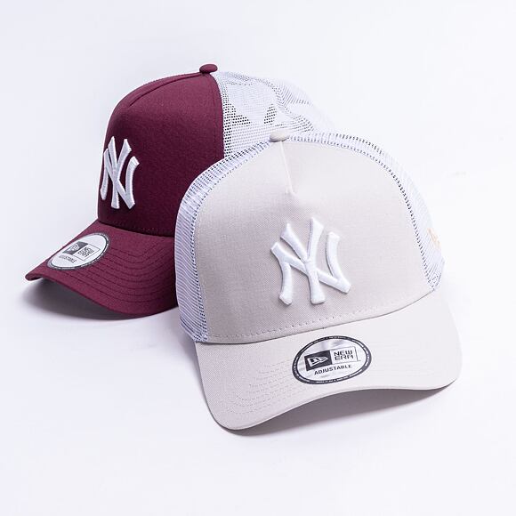 Kšiltovka New Era - MLB Essential 9FORTY Trucker - NY Yankees - Stone / White