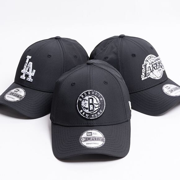 Kšiltovka New Era 9FORTY Black & White Brooklyn Nets Strapback Black