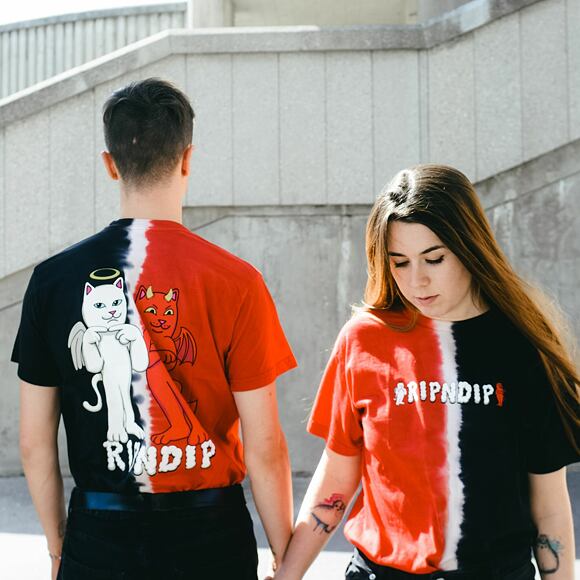 Triko Rip N Dip Angel & Devil Tee Red/Black Split Dye RND9078