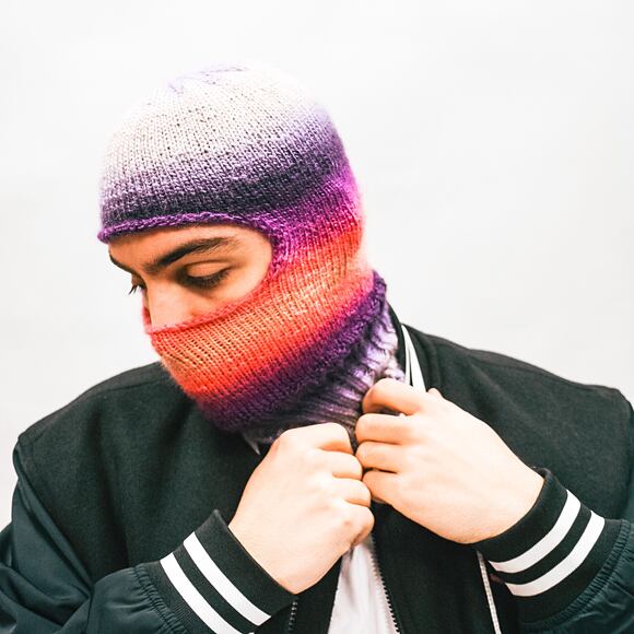 Custom made pletená Balaclava kukla - Funky Rainbow