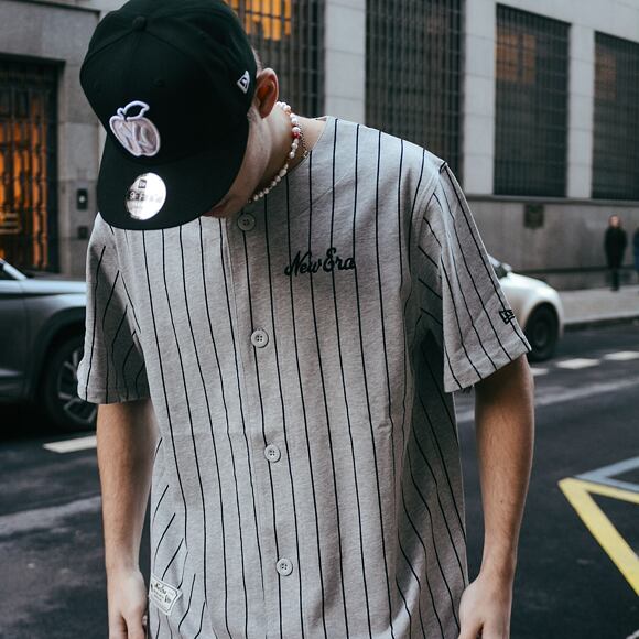 Triko New Era Pinstripe Jersey Heather Gray / Black