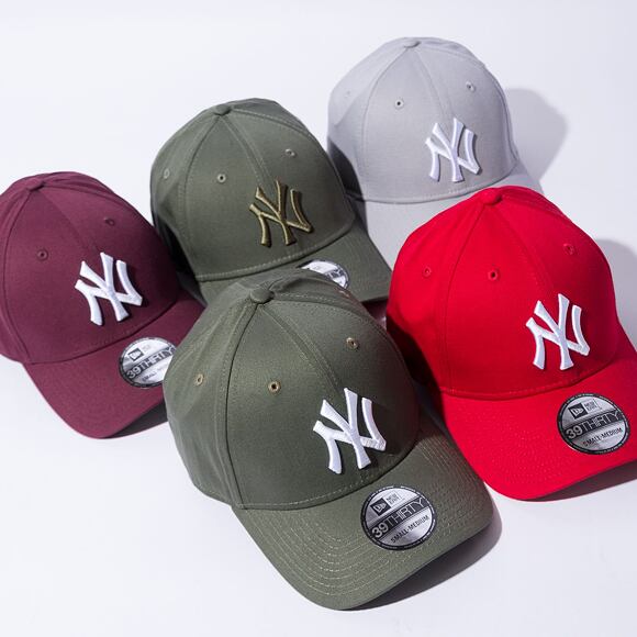 Kšiltovka New Era League Basic New York Yankees Grey/White 39THIRTY Stretchfit