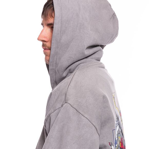 Mikina Karl Kani Small Signature Washed OS Dragon Full Zip Hoodie grey