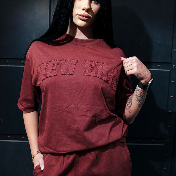 Triko New Era - Branded Washed Oversized Tee - Burgundy