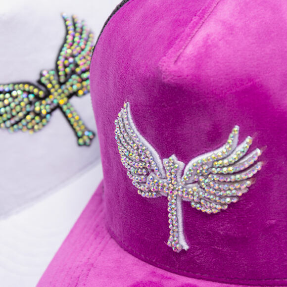 Kšiltovka Reflection Luxury Velvet Rhinostones Grape Purple