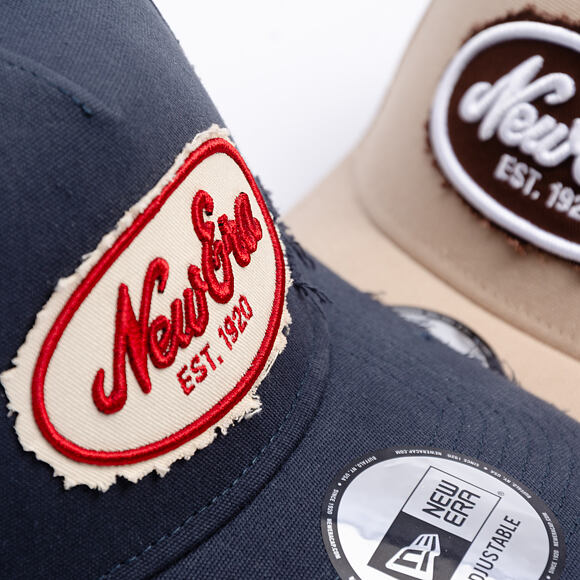 Kšiltovka New Era - Branded Oval Canvas Distress 9FORTY Trucker - Navy