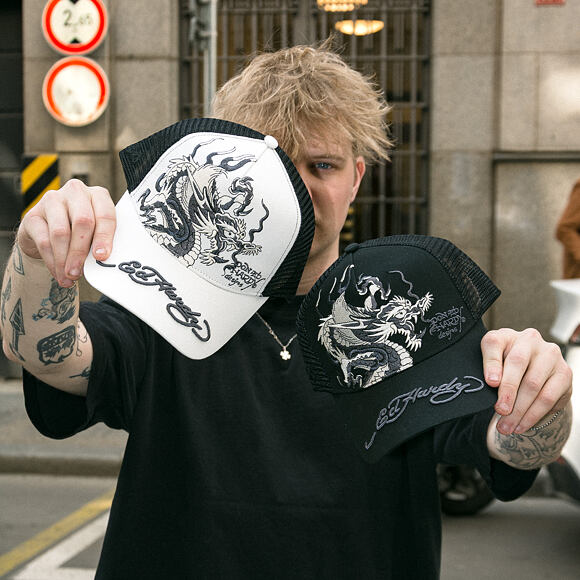 Kšiltovka Ed Hardy - Mono Giant Dragon Twill Front Mesh Trucker - Black/Black
