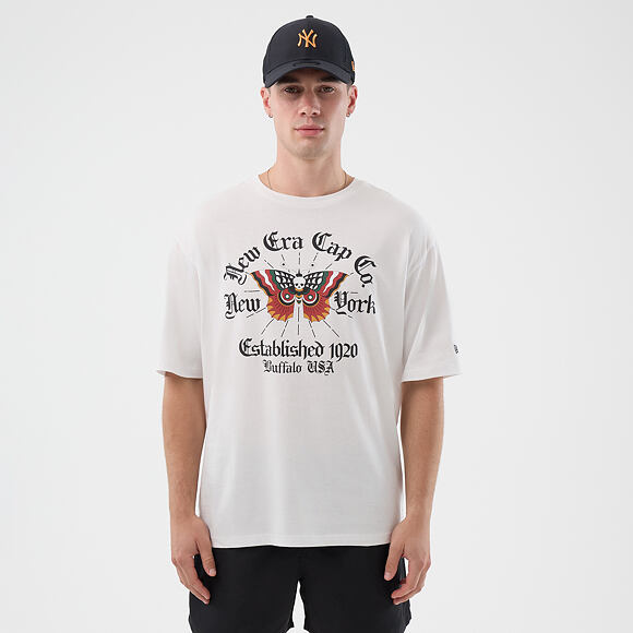 Triko New Era - Branded Oversized Graphic Tee - White