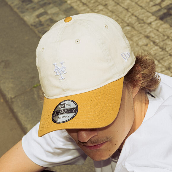 Kšiltovka New Era - MLB Mini Logo Washed Contrast 9TWENTY - NY Mets - Cream / Dusted Ochre