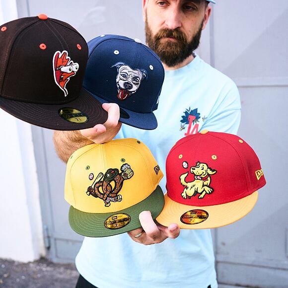Kšiltovka New Era - MiLB Theme Nights 59FIFTY - Hudson Valley Renegades - Dog - Cardinal / Gold