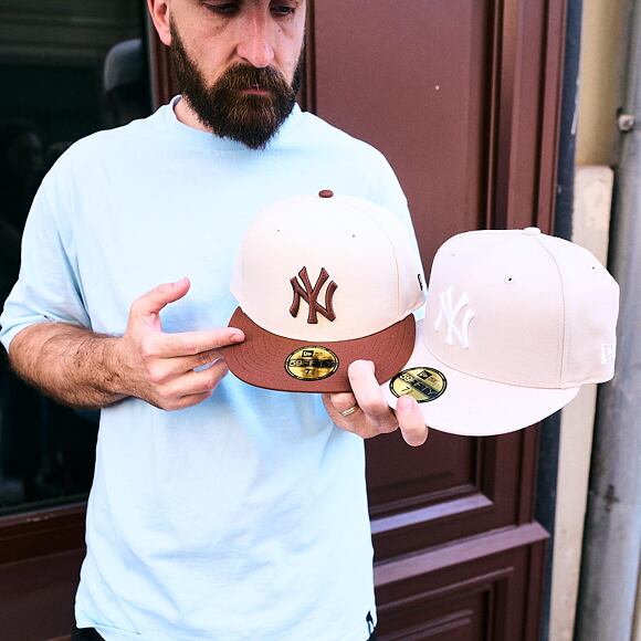 Kšiltovka New Era - MLB Essential 59FIFTY - NY Yankees - Stone / White