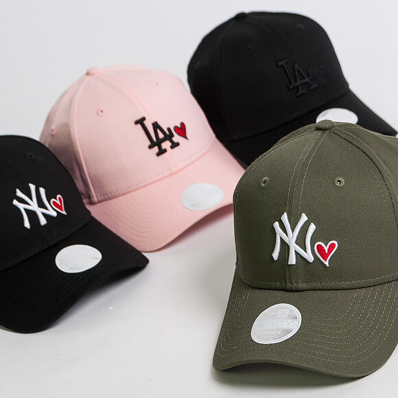 Dámská Kšiltovka New Era 9FORTY Los Angeles Dodgers Heart Pink Strapback