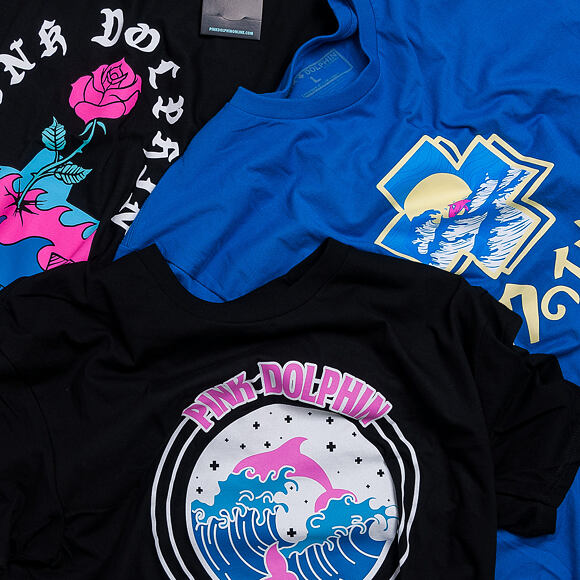 Triko Pink Dolphin Concrete Rose Tee Black