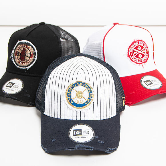 Kšiltovka New Era 9FORTY Trucker World Series Patch Boston Red Sox Optic White / Scarlet Snapback