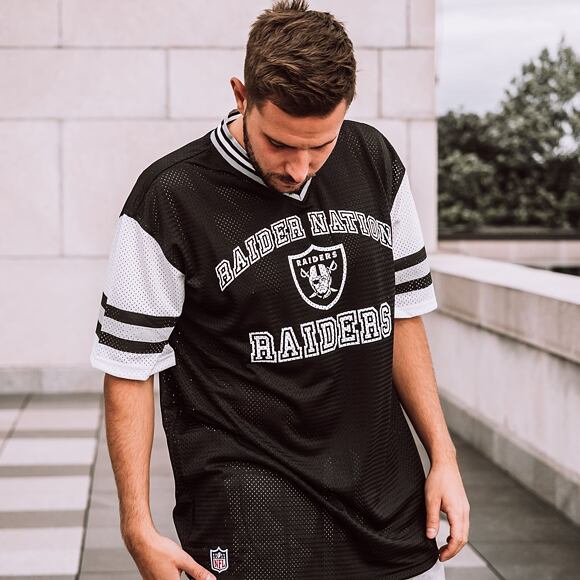 Triko New Era NFL Stripe Sleeve Oversized Tee Oakland Raiders Black