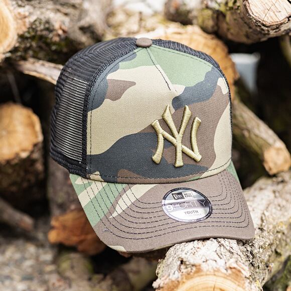 Dětská Kšiltovka New Era 9FORTY Kids Trucker MLB Kids Camo New York Yankees Snapback Woodland Camo /