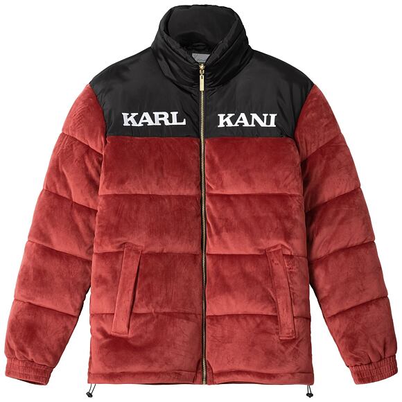 Bunda Karl Kani KK Retro Velvet Block Puffer Jacket Dark Red/ Black