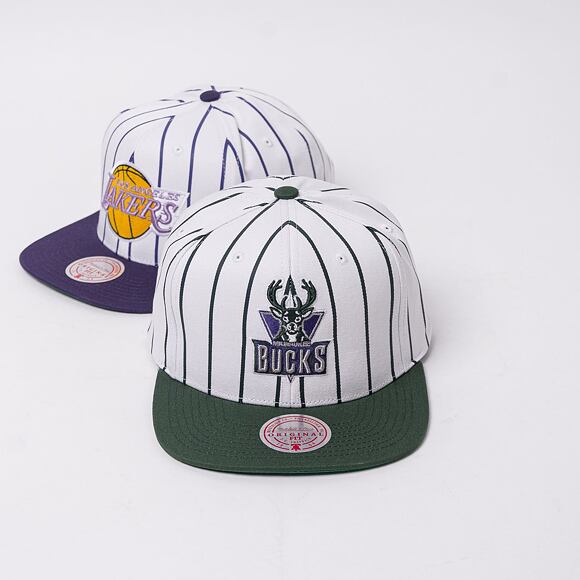 Kšiltovka Mitchell & Ness NBA Retro Pinstripe Snapback Hwc Milwaukee Bucks White