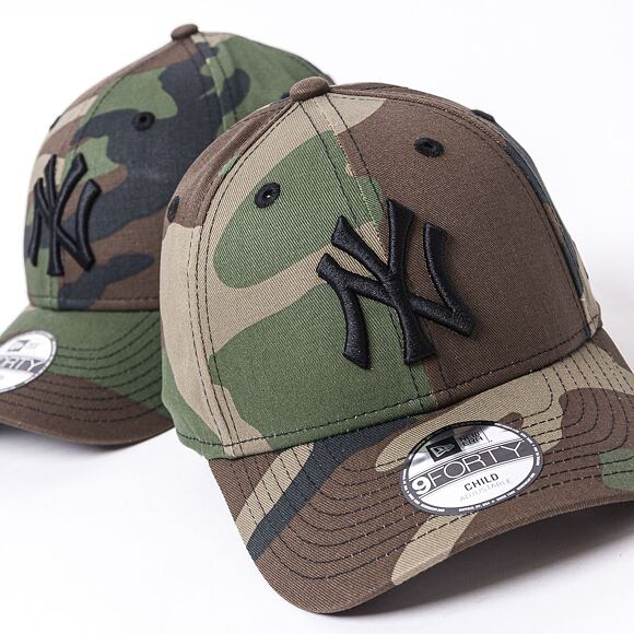 Dětská kšiltovka New Era 9FORTY League Essential kids New York Yankees Strapback Woodland Camo