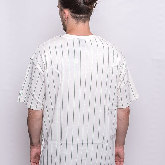 Triko New Era Oversized Pinstripe Tee Off White / Jade Green