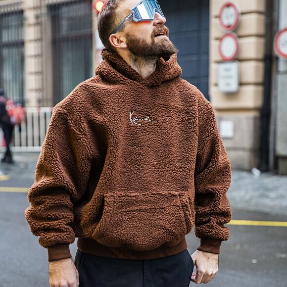 Mikina Karl Kani Metal Signature Teddy Os Hoodie brown