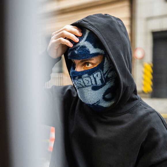 Kukla Rip N Dip Psychedelic Faux Mohair Balaclava (Dark Slate)