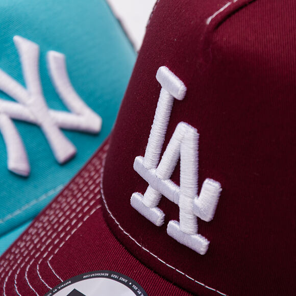 Kšiltovka New Era - MLB Contrast Stitch WS Retro 9FORTY Trucker - LA Dodgers - Burgundy