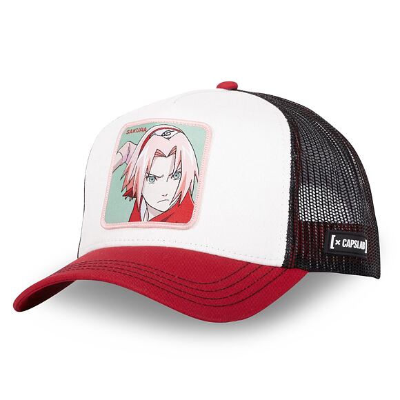 Kšiltovka Capslab Trucker - Naruto Sakura - White/Red