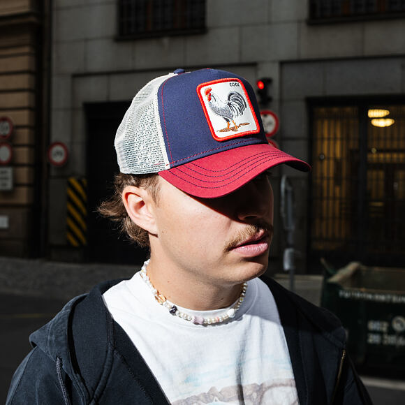 Kšiltovka Goorin - Rooster Trucker - April Fools - Red/Navy/Stone