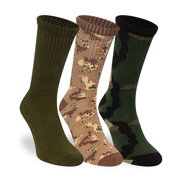 Ponožky New Era - Camo Crew Socks 3pk - Olive