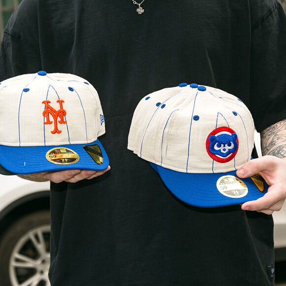 Kšiltovka New Era - MLB Retro Linen Pinstripe 59FIFTY Retro Crown - NY Mets - NY Logo - Off White