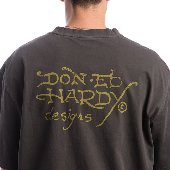 Triko Ed Hardy - Battle Of The Dragons Relaxed Tshirt - Charcoal
