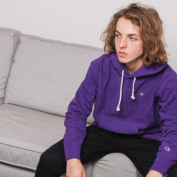 Mikina S Kapucí Champion Hooded Mini Logo Sweatshirt Purple