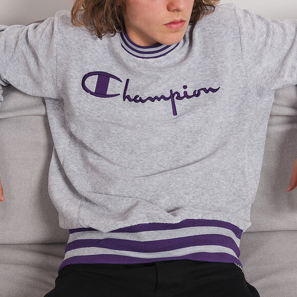 Mikina Champion Crewneck Sweatshirt Classic Logo Grey/Purple