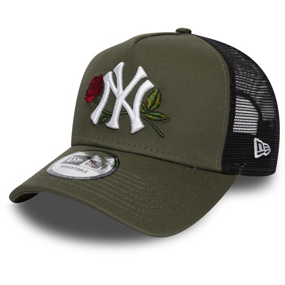 Kšiltovka New Era 9FORTY New York Yankees A-Frame Twine Trucker New Olive