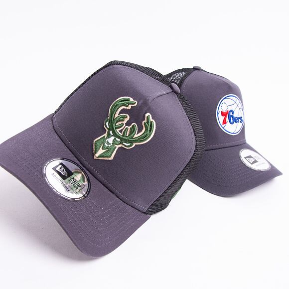 Kšiltovka New Era 9FORTY A-FRAME Trucker NBA Dark Base Team Philadelphia 76ers Graphite